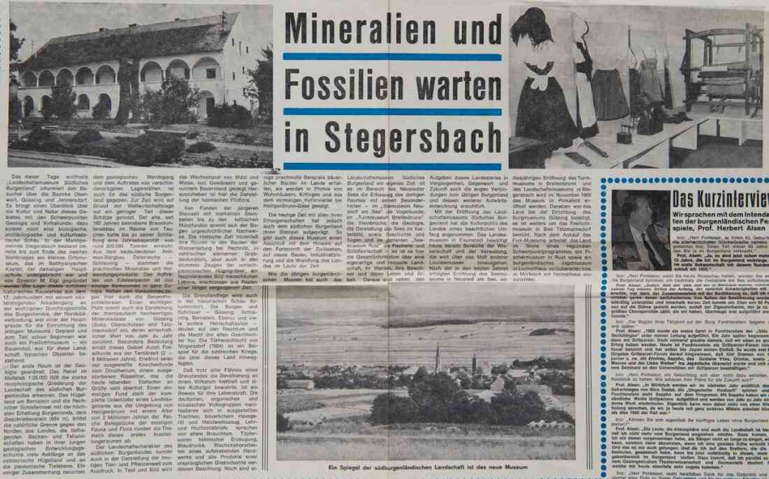 Zeitungsartikel Südburgenländisches Landschaftsmuseum am Sparkassenplatz 2