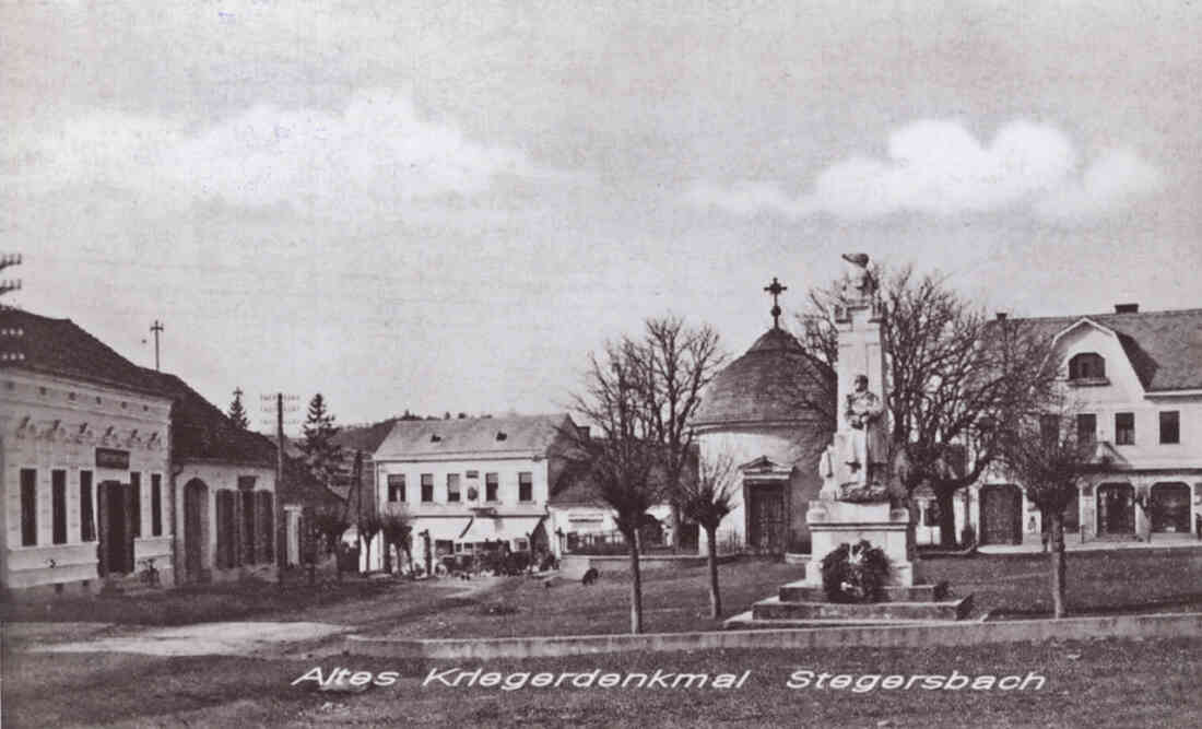 Hauptstraße, Hauptplatz, Gasthaus Kern, Park, Antonius Kapelle, Kriegerdenkmal, Kaufhaus Radnetter, Kaufhaus Krammer