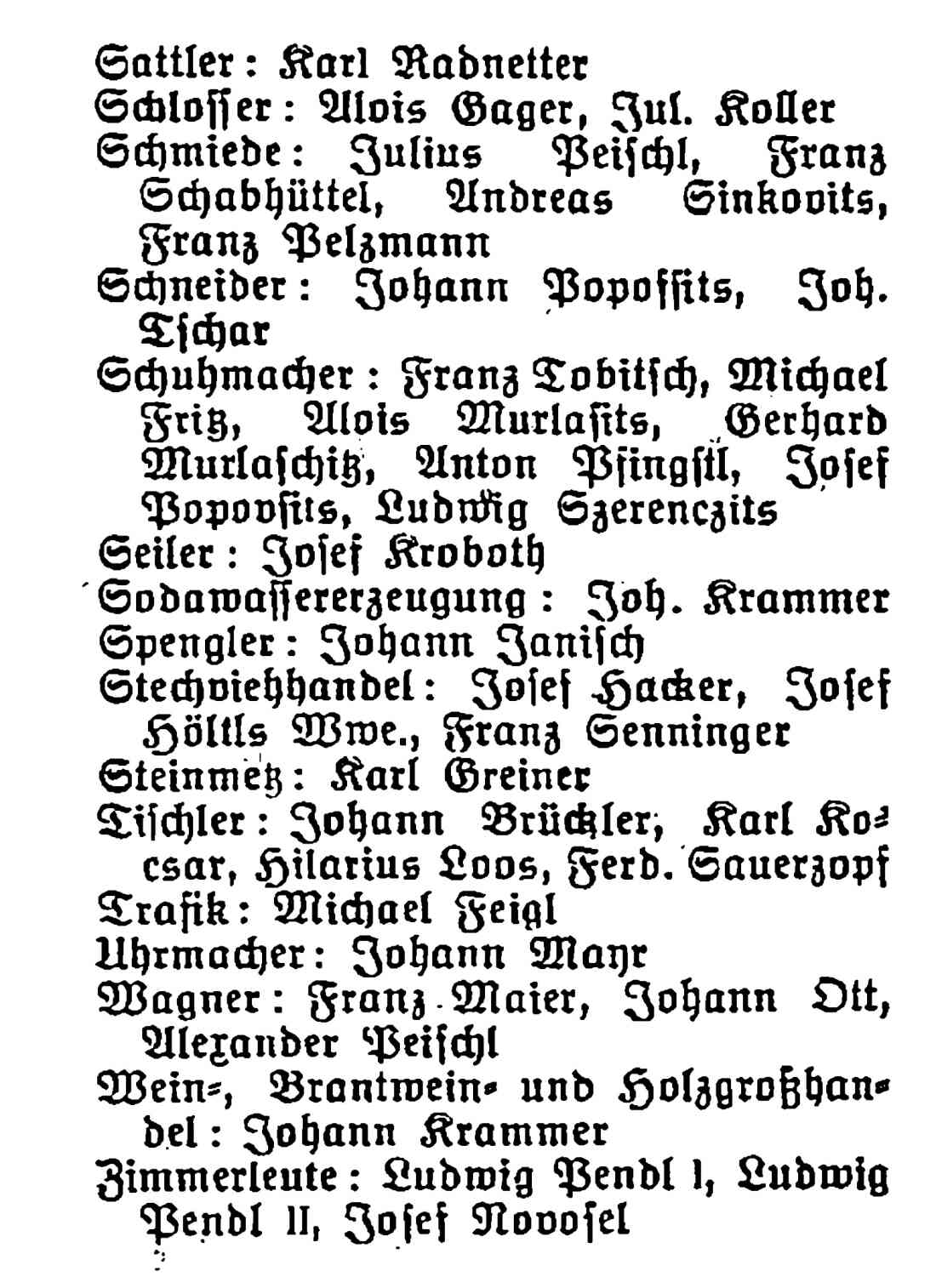 Geschäfte und Betriebe in Stegersbach aus dem Jahr 1937