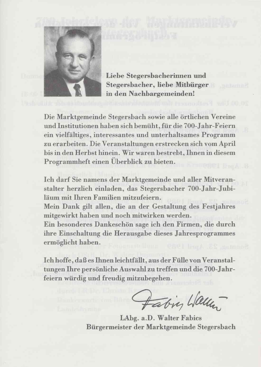 700 Jahre Stegersbach Festprogramm, Seite 2