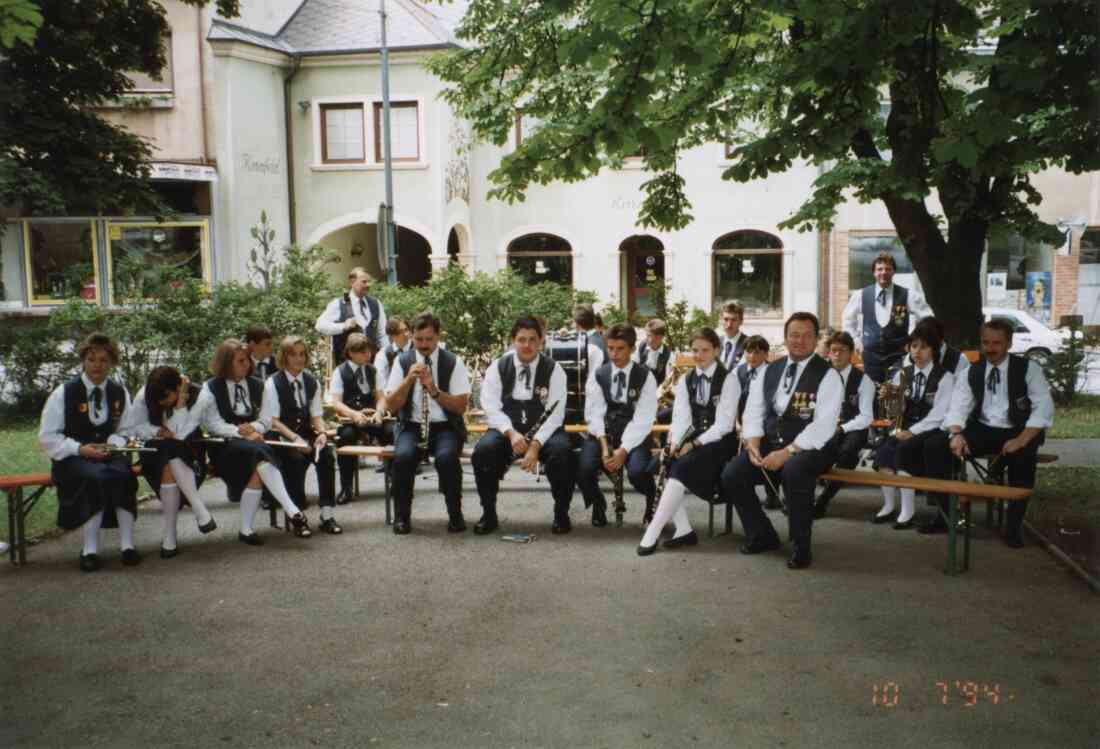 Musikverein Stegersbach, Empfang der Marchegger am 10. Juli 1994 am Hauptplatz