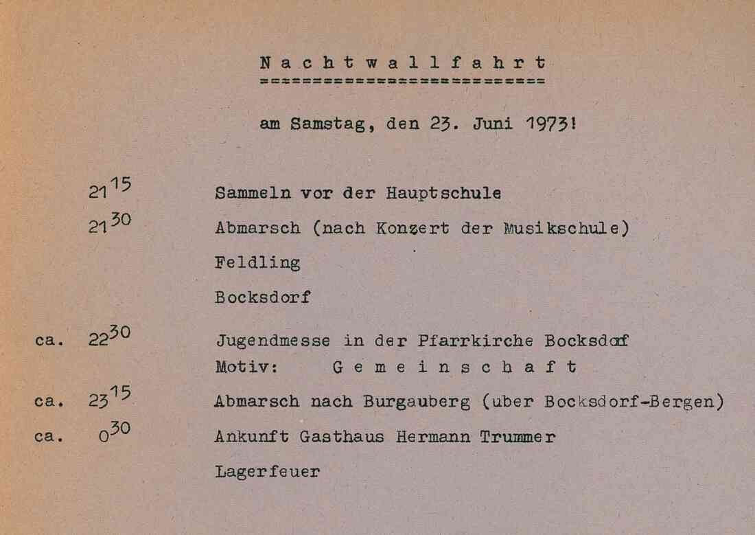 Katholische Jugend Nachtwahlfahrt am 23. Juni 1973
