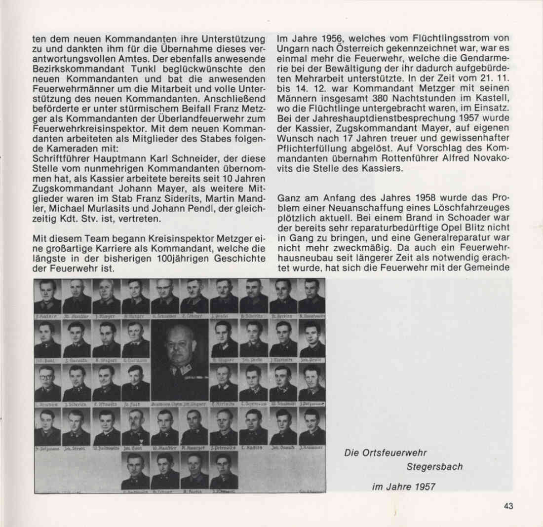 Freiwillige Feuerwehr Stegersbach 100 Jahre 1879 - 1979 Broschüre Seite 43