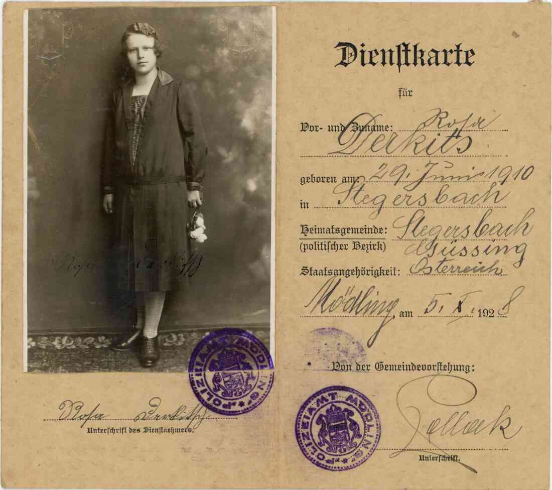 Dienstkarte für Rosa Derkits, Seite 2
