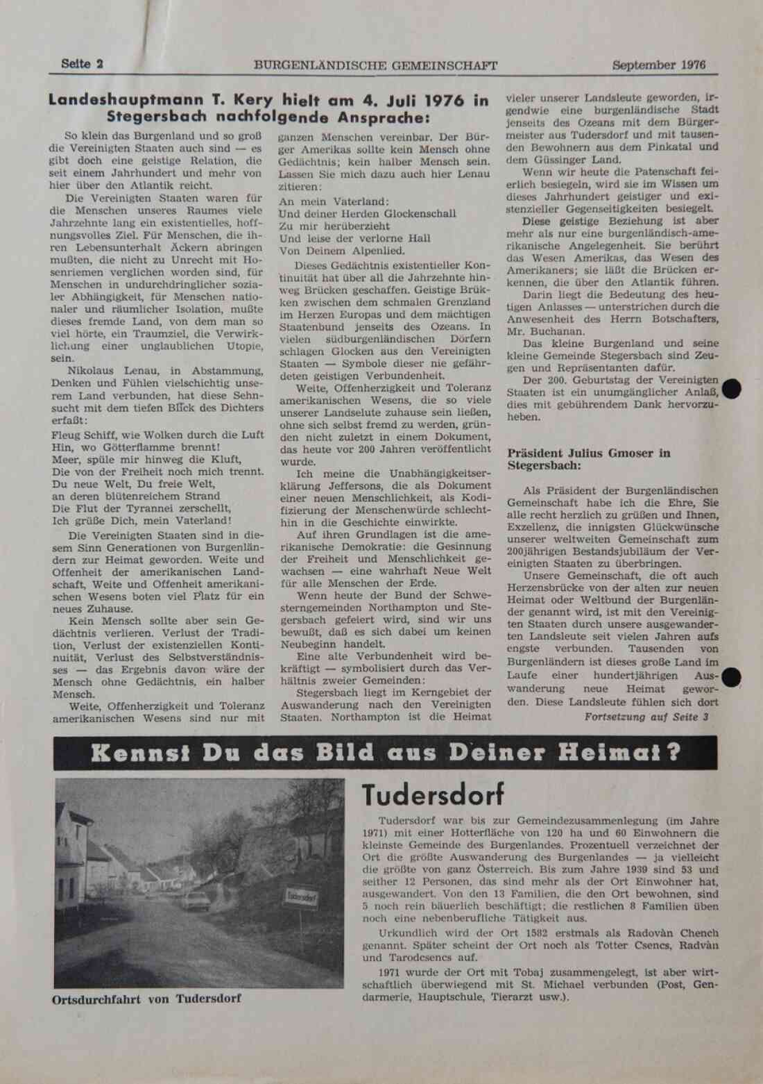 200 Jahre USA - eindrucksvolle Feier in Stegersbach, der Schwesterngemeinde Northampton Seite 2