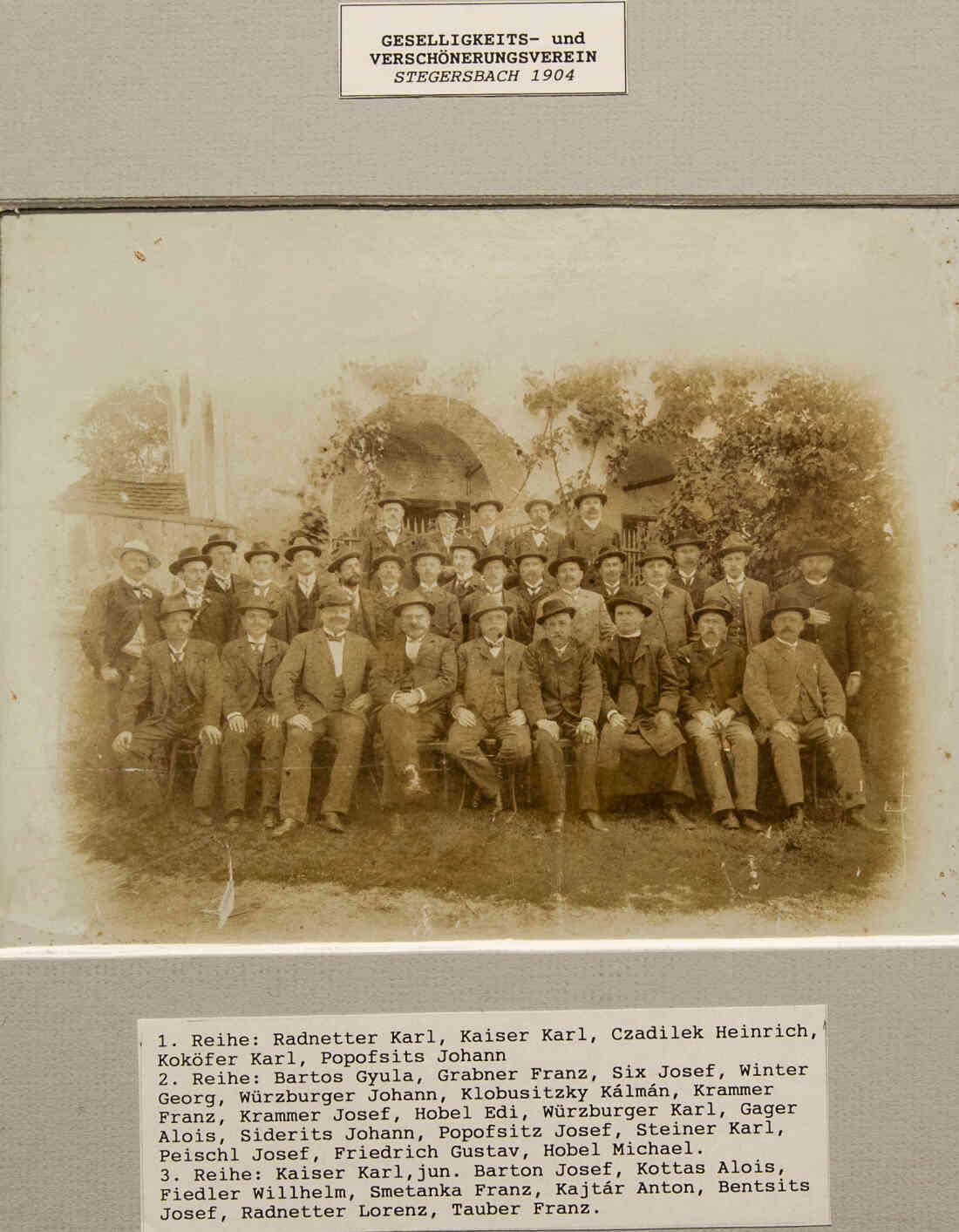 Geselligkeits - und Verschönerungsverein Stegersbach im Jahr 1904