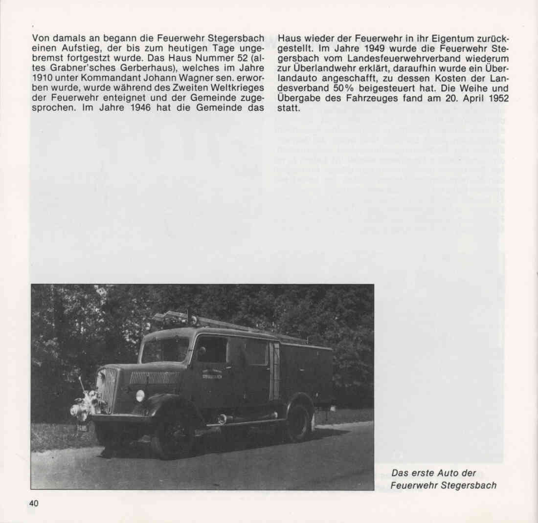 Freiwillige Feuerwehr Stegersbach 100 Jahre 1879 - 1979 Broschüre Seite 40