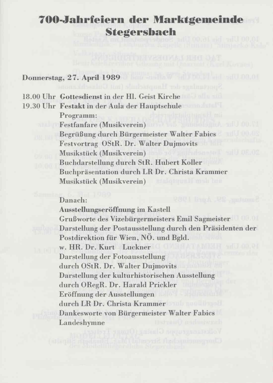 700 Jahre Stegersbach Festprogramm, Seite 4