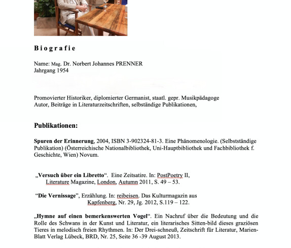Biografie Mag. Dr. Norbert Johannes Prenner Teil 1