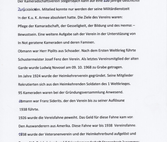 Kameradschaftsverein Stegersbach Rundschreiben Seite 3