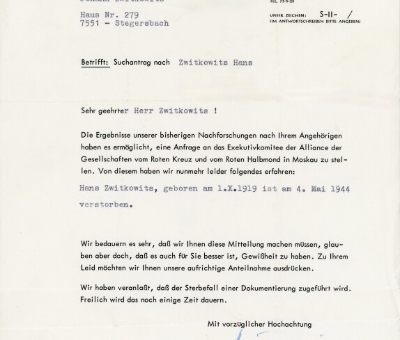 Suchantrag nach Zwitkowits Hans vom 29.08.1967
