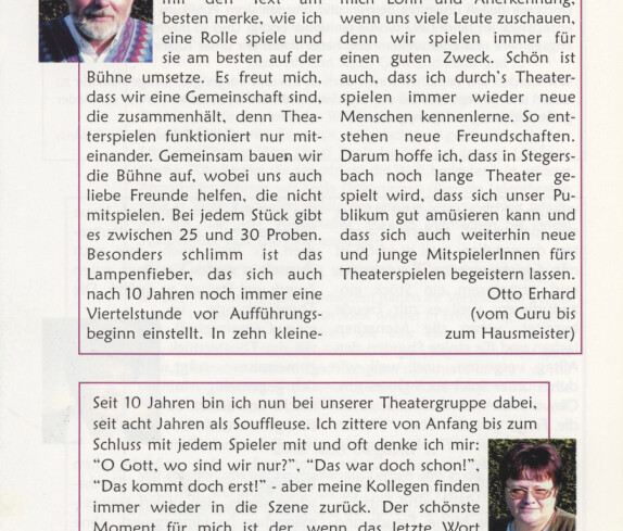 Prospekt 10 Jahre Theatergruppe der  Familienrunde Stegersbach 1992 - 2002 Seite 6