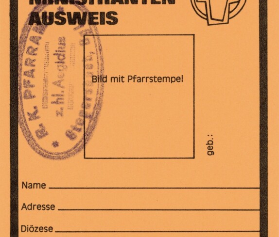 Ministrantenausweis 1982 Vorderseite