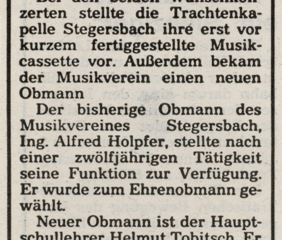 Musikverein Stegersbach nimmt erste Musikcassette auf
