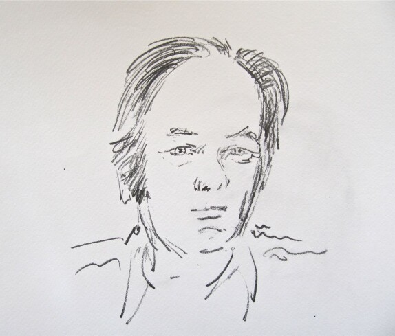 Thomas Bernhard skizziert von Edi Sauerzopf