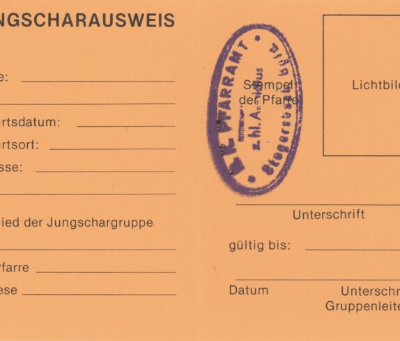 Katholische Jungschar Ausweis 1981 Innenseite