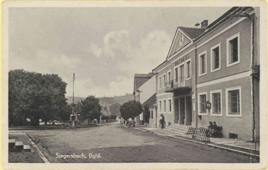 Stegersbach, Bgld. Hauptplatz, Park, Herrengasse, Kaufhaus Karl Krammer, Rathaus