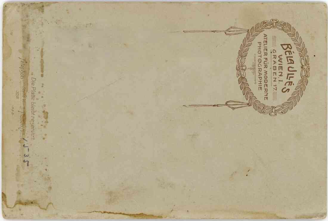 Apotheker Alois Kottas mit seiner Frau Eugenie, Rückseite