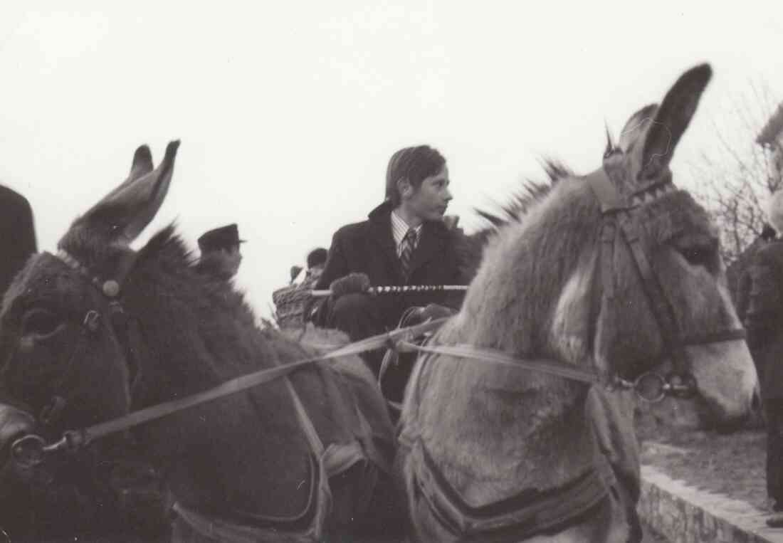 Der Nikolaus in Stegersbach in den 70er Jahre, mit Kutscher Tibor Schrancz