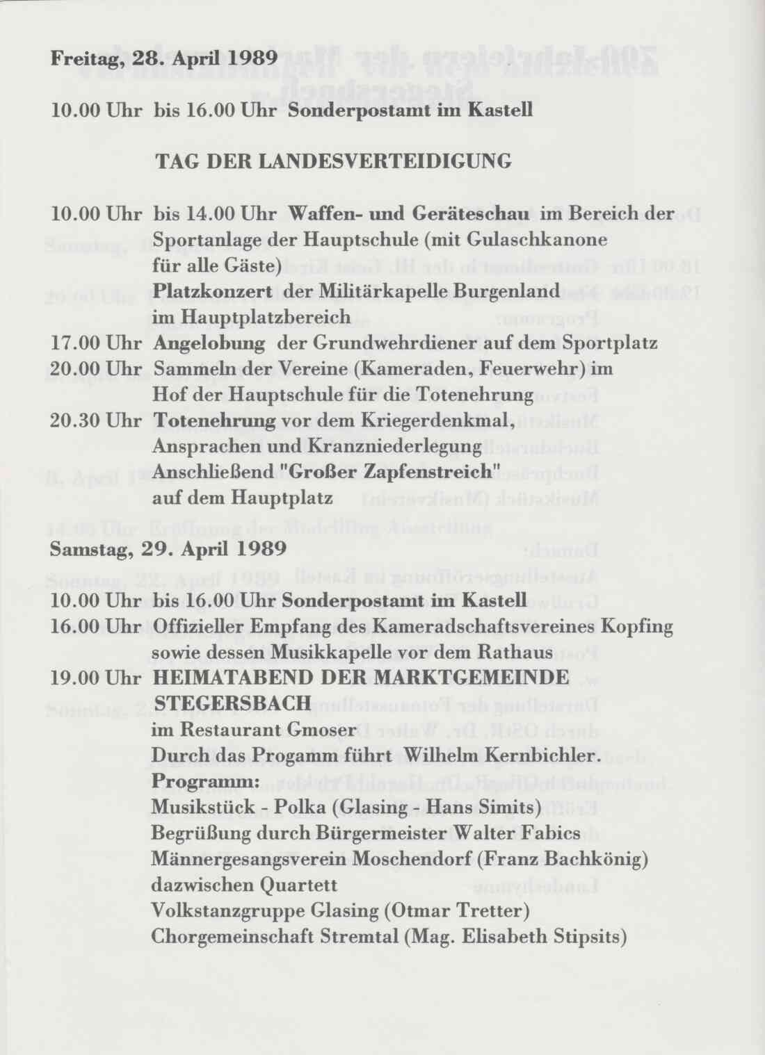 700 Jahre Stegersbach Festprogramm, Seite 5